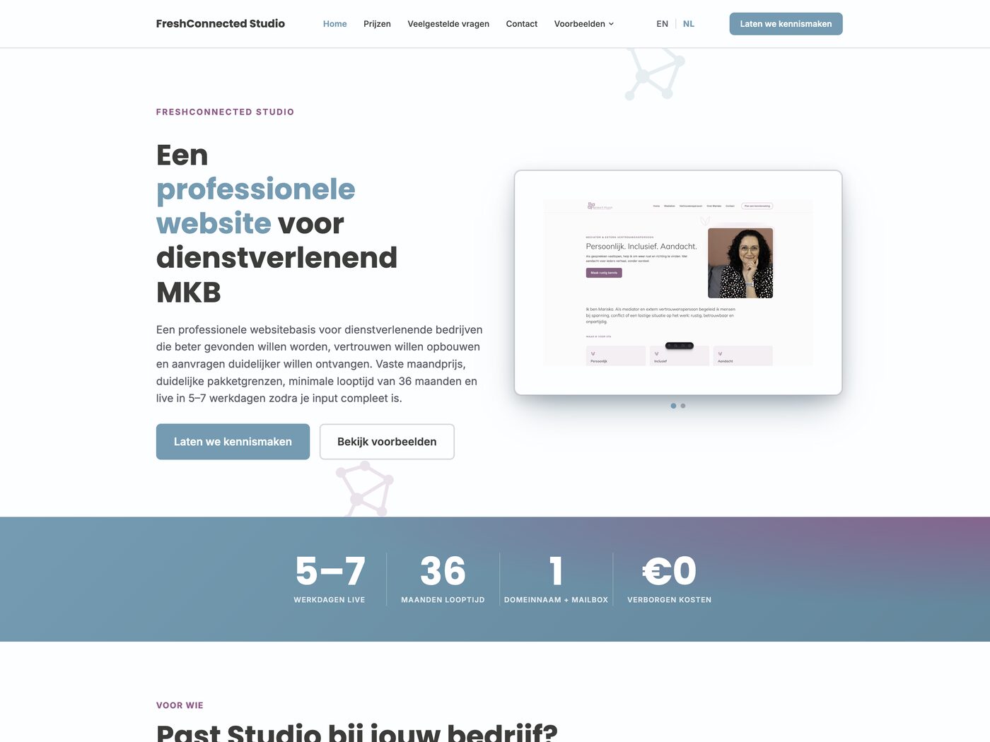 De website van FreshConnected Studio