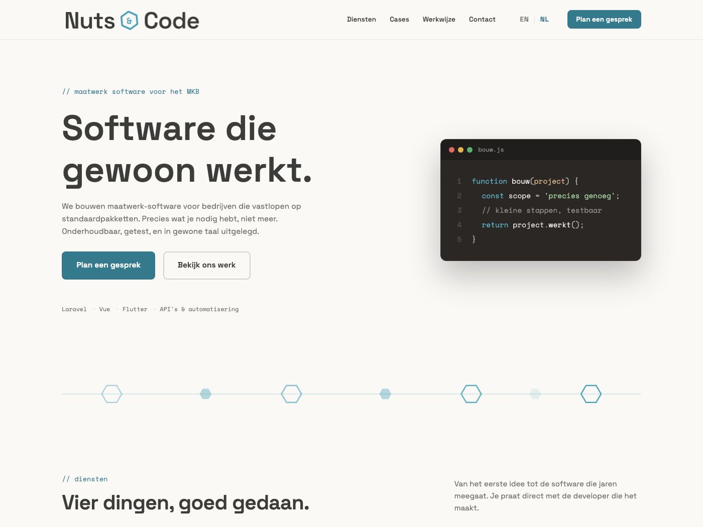 De website van Nuts & Code
